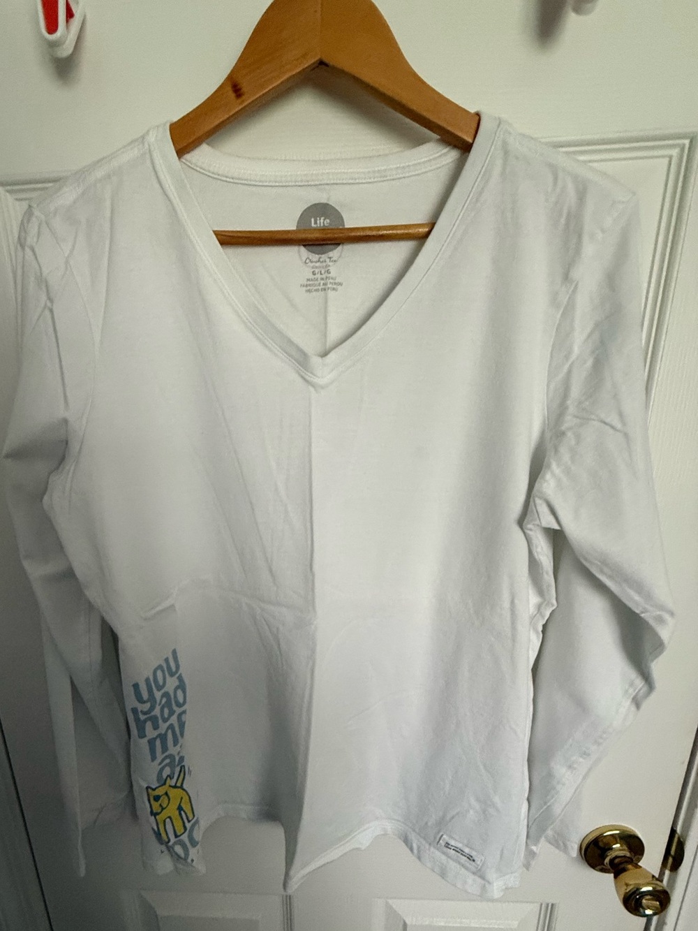 Life Is Good White V-Neck Tee